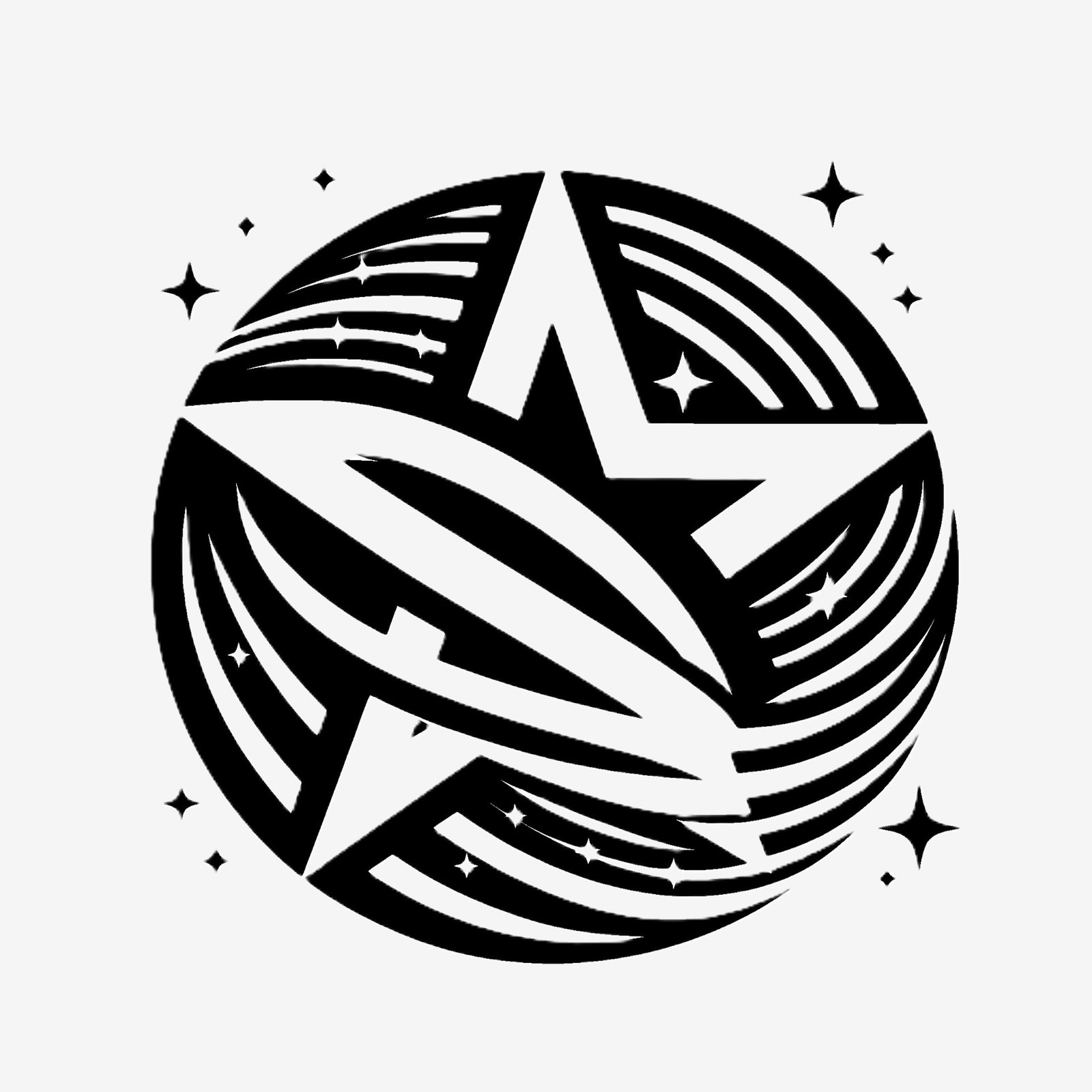 vecteezy black and white starburst emblem a stylized star within a 58393446